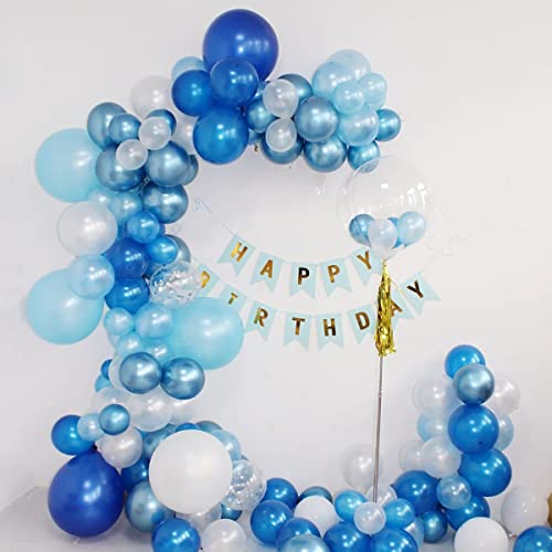 Image of KALOR 12 Inch Pearl Light Blue Balloons, 50 Pcs Shiny Latex Helium Balloons for Kid's Birthday Party, Baby Shower, Wedding, Graduate Party Decorations