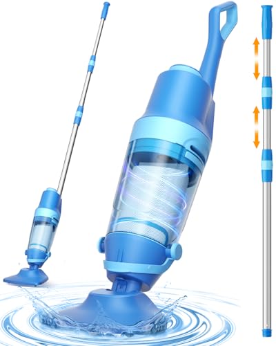 Cordless Pool Vacuum for Inground & Above Ground Pools: 23.8 GPM Powerful Stable Suction, Telescopic Pole up to 90.6', 60-Min Runtime, Extra-Large Filter & Rechargeable Pool Cleaner for Spas/Hot Tubs