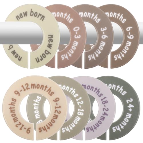 Image of 8 Pcs Baby Closet Dividers for Clothes, Round Baby Clothes Organizer, Baby Closet Organizer with Clear Size Labels, Fits Most Rods