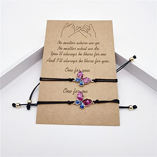 Best Friend Bracelets Gifts for Women No Matter Where We Go Bracelet for BFF Besties Christmas Birthday Gifts for Mother Daughter Matching Butterfly Bracelets for 2 Sisters - Image 5