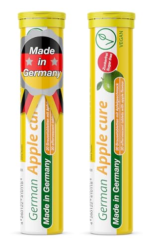 T&D German Apple Cure - 40 Vegan Drink Effervescent Tablets - Apple Flavor - Made in Germany