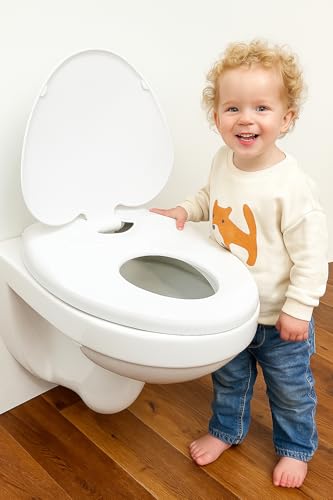ADOB Familien WC Sitz Family mit Absenkautomatik für die ganze Familie, Gross und Klein, abnehmber, Toilettendeckel mit Kindersitz, zusätzlicher Kinder Sitz Ring, extra Kindersitz intergriert