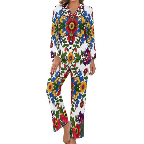 Pyjama femme grande taille de qualité supérieure au design folklorique chic