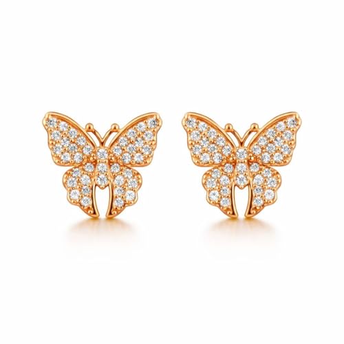 Image of Nilu's Collection Rose Gold Plated Triangular Design Pearl Stud Earrings With American Diamond for Women And Girls | Gift For Her | Anti- Allergy |Anti-Tarnish | Office Wear