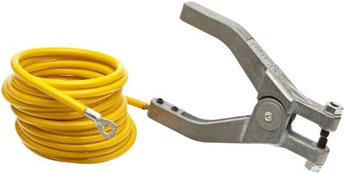 Justrite 08497 10' Long Insulated Grounding Wire with Hand Clamp and 1-4'' Terminal