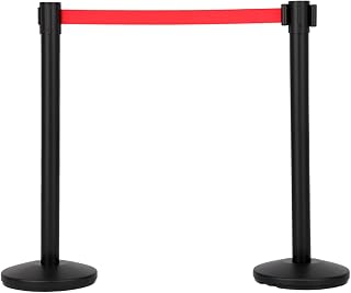 2 Packs Crowd Control Barriers Line Dividers, Stanchions with Retractable Belts 6.5Ft, Height 36 Inches Flexible 6.5-Foot Retractable Belt for Store Queues, Airport Lines