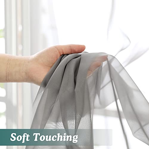 Image of Chyhomenyc Charcoal Grey Sheer Scarf Valances for Windows 216 Inch Extra Long, Window Scarf Drapes Rod Pocket Backdrop for Wedding Arch Draping /Party /Canopy Bed /Living Room, 2PC, 18 Feet Length