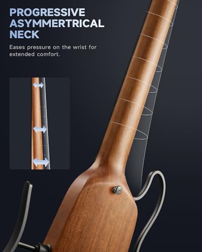 Donner HUSH-X Electric Guitar Kit - Featherlight and Quiet Performance Headless Guitar for Travel and Practice, Mahogany Solid Body with One-Second Assemble Frames, Gig Bag, All Accessories, Natural - Image 7