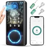 PSOS Keyless Entry Door Lock with Keypad - Fingerprint Door Lock - Smart Locks for Front Door - Electronic Keypad Smart Deadbolt Lock - Biometric Smart Digital Door Lock with Code - Auto Lock