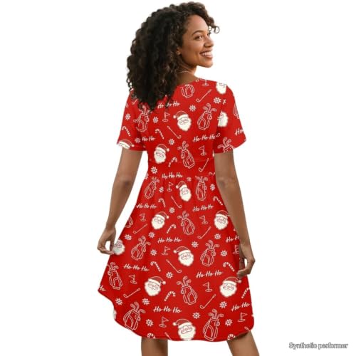 Image of Women's Summer Dresses Short Sleeve Formal Dresses with Pockets | Lightweight polyester fabric delivers cool airflow during hot summer outdoor activities