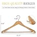 TOPIA HANGER Set of 6 Luxury Natural Wooden Coat Hangers, Premium Wood Suit Hangers, Glossy Finish with Extra-Wide Shoulder, Thicker Chrome Hooks & Anti-Slip Bar CT02N