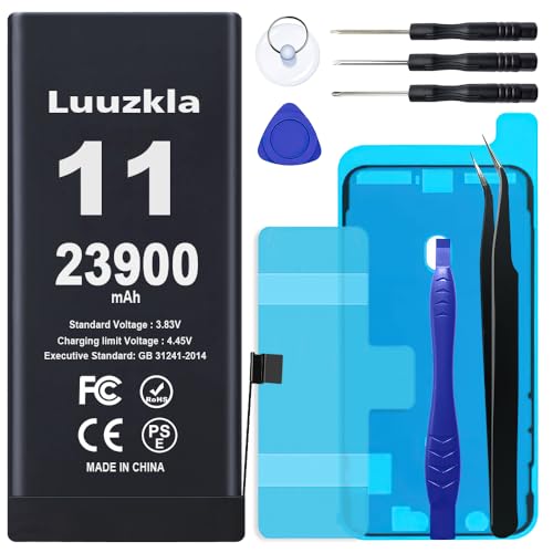 Luuzkla (New Upgrade 23900mAh Battery Compatible with iPhone 11 Super Capacity Battery Replacement Compatible with iPhone 11 with Full Tool Kits-0 Cycle High Capacity-24 Months Service