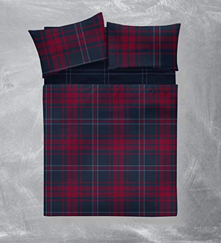 Gaveno Cavailia - Juego de sábanas de Franela Suave de algodón Cepillado, sábana Bajera y Plana con Fundas de Almohada, fácil Cuidado, cálido y Acogedor, Color Azul Marino, tamaño Doble