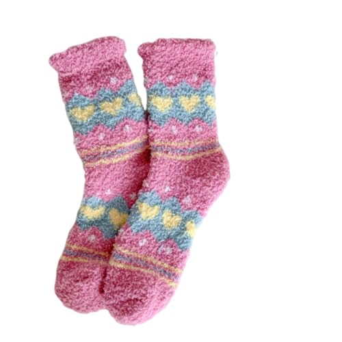Xmfpzw Womens Fuzzy Socks Striped Soft Comfort Winter for Sleep Calf Socks