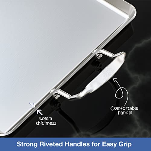 Dobadn Stainless Steel Double Burner Griddle, 18'' X 11.5'' Grill Skillet For Medium Or Low Heat Double Burner Gas Grill, Double Burner Electric Stovetop #TOP2