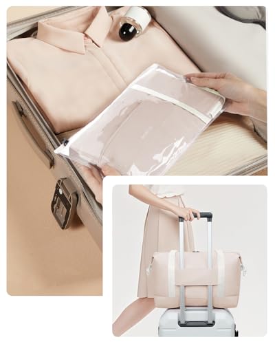ECOHUB für Ryanair Handgepäck Tasche 40x20x25, Perfekt für Neue Ryanair 40x30x20 Faltbare Reisetasche für Flugzeug, Recycelt Travel Ryan air Bag 40x20x25 Mit Abnehmbar Nass-Tasche für Damen(Beige)
