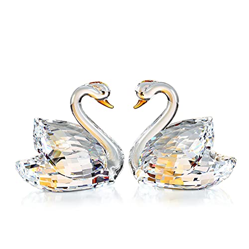 Crystal Swan A Pair Sweet Gifts Sparkle Figurine Collection Paperweight Table Centerpiece Ornament (White)