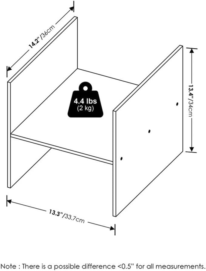 Pemberly Row Contemporary H-Shelf Cube Organizer Insert, 14.17 x 13.35 x 13.35 in, White Finish, Durable CARB-Grade Composite Wood, Compact Design for Books, Toys, Home Storage