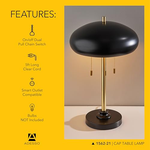 Lámpara de mesa negra y latón antiguo 23 pulgadas miniatura 5