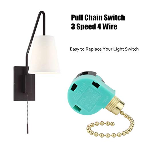 Image of Ceiling Fan 3 Speed Pull Chain Switch Control Replacement, 2PCS Brass
