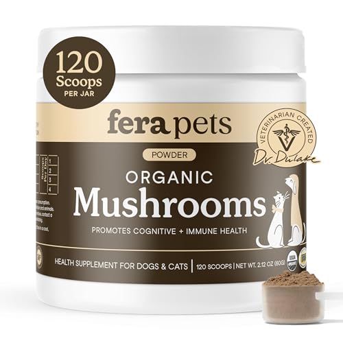 Fera-Pets-Mushroom-Supplement-for-Dogs-Cats-with-Turkey-Tail-USDA-Organic-Cognitive-and-Immune-Support-Enhances-Liver-Function-Supports-a-Healthy-Gut-Powder-120-Scoops Fera Pets Mushroom Supplement for Dogs & Cats with Turkey Tail - USDA Organic - Cognitive and Immune Support - Enhances Liver Function - Supports a Healthy Gut - Powder - 120 Scoops - Image 1