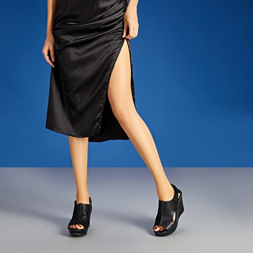 Trary Wedge Sandals For Women,Comfortable Womens Wedge Sandals,Open Toe Black Wedges For Women,Summer Sandals For Women,Hollowed-Out Black Wedges For Women,3.5 Inch Black Wedge Heels For Women Size 8 #TOP6