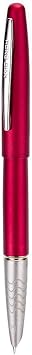 HongDian 617 Fountain Pen, Extra Fine Nib Red Steel Classic Pen, Converter Writing Pen with Metal Box