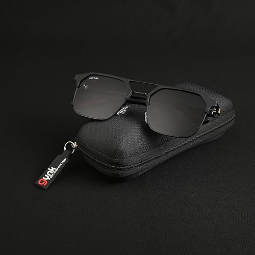 Image of GYNK Square Frame Sunglasses for Men | Premium Metal Frame Sunglasses | Fashion Eyewear for Driving, Travel, Riding, Outdoor Activities, Beach & Daily Wear
