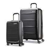 Samsonite 2 Piece Luggage Set with 21/28” Hardside Lightweight Octiv (Carry-On Pro with Front Pocket & Large Checked) Expandable, Four Spinner Wheels, Adjustable Handle, TSA Approved Lock - Black