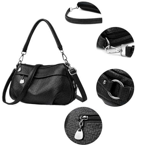 Bolso bandolera de cuero para mujer, bolso cruzado de hombro y mano miniatura 5