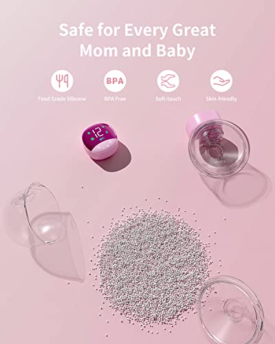 Roabger Breast Pump, Hands Free Breast Pump, Wearable Breast Pump With 4 Modes & 12 Levels, Electric Breast Pumps With Touch Display, Low Noise And Painless, Easy Assemble & Clean, 24Mm Flange, 1Pack #TOP5