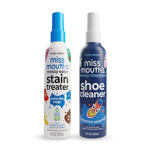 Miss Mouth's Messy Eater Stain Treater and Messy Steppers Shoe Cleaner Magic Duo - Stain Remover for Clothes, Carpet, Upholstery and Shoe Cleaner for Sneakers, Leather, Cloth, Mesh