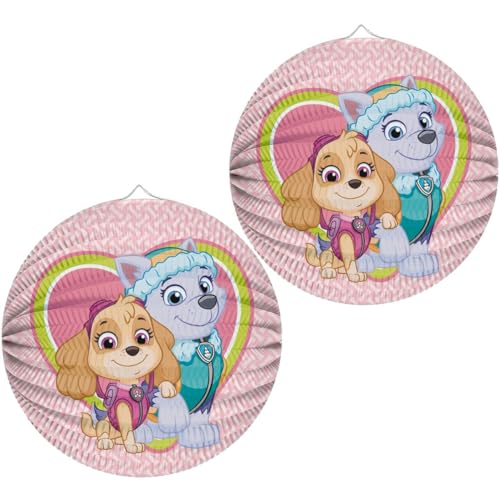 TIB Lampion * PAW Patrol & Skye * als Deko oder Spiel für Kindergeburtstag, Halloween oder Karneval | Polizeihunde Mottoparty Party Rosa Laterne