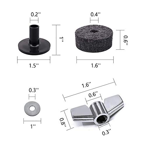 Cymbal Replacement Accessories 12Pcs 4 Hi-Hat Clutch Felts & 2 Cymbal Sleeves & 2 Wing Nuts & 4 Washers For Drum #TOP1