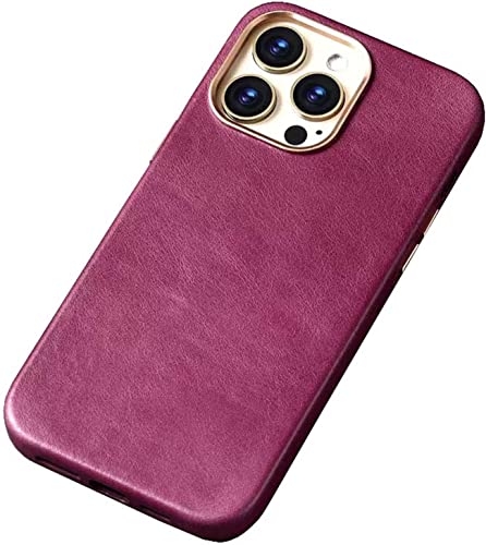 Coque iPhone 14 Pro antichoc en cuir violet protectrice et rétro GUMMMY