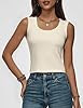 BESTPOEM Women Tank Tops 2025 Trendy Cute Sleeveless Ribbed Knit Shirt Going Out Summer Basic Crop Tops, Creamy White, M #1
