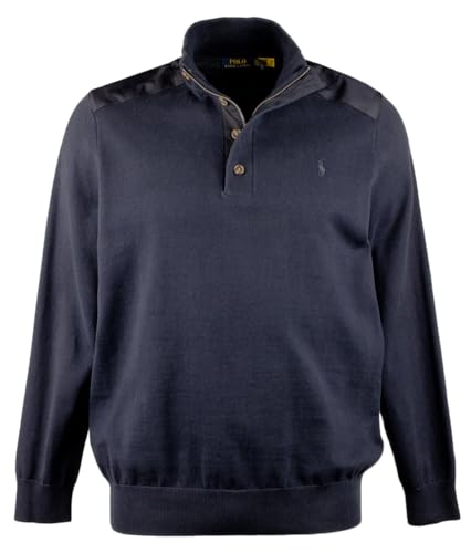 POLO RALPH LAUREN Men's Big & Tall Long Sleeve Cotton Hybrid Pullover Sweater Nvy 2XB2
