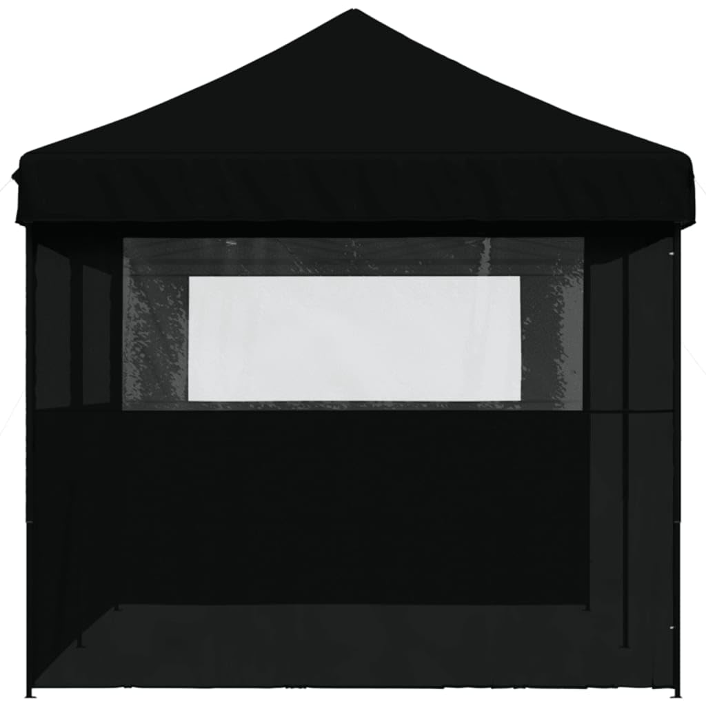 Namiot imprezowy składany Pop-Up z 3 częściami bocznymi, czarny, 580 x 292 x 315 cm, malowany proszkowo stalowy stelaż, ochrona przed deszczem i słońcem, do ogrodu, na taras, kemping, wesele