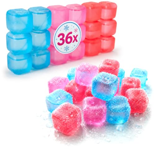 com-four® 36x Cubitos de hielo reutilizables de colores – para enfriar bebidas en fiestas [surtido variable]