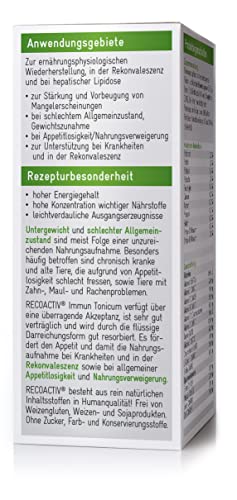 RECOACTIV Immun Tonicum für Katzen - 1 x 90 ml - Diät-Ergänzungsfuttermittel & Appetitanreger zur Anwendung bei Untergewicht, Mangelerscheinungen, gestörter Nahrungsaufnahme und in der Rekonvaleszenz