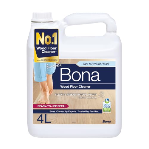 Bona Wood Floor Cleaner Liquid Residue Free Streak Free Suitable for Hardwood Solid Wood and Engineered Wood Floors 4 Litre