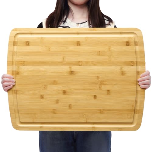 Tabla de cortar rectangular de bambú orgánico extra grande miniatura 1