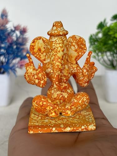 Image of Salvus APP SOLUTIONS Double Side Face Yellow Shade Ganesh Statue for Shining and Bright Future Decorative Showpiece for Car Dashboard, Home-Office Decor(2x3 inch)