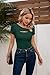 VICHYIE Short Sleeve Shirts for Women Cutout Tops Ribbed Slim Fitted Summer One Piece Square Neck Pullover Tee Cute Tshirts Dark Green S