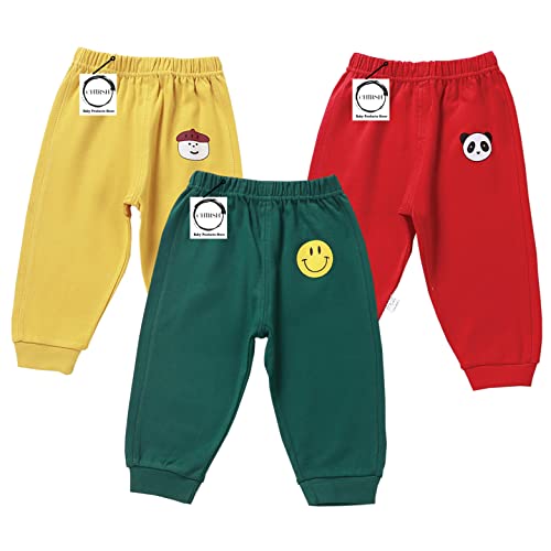 Image of Baby Boys' & Girls Pyjamas Regular Fit Cotton Printed Pajama Pants | Toddlers Lower | Track Pants | Kids Pyjama | Infants Joggers | Child Trackpants Pack of 3 (3-4 Years)