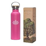 Tree Tribe Pink Lotus Water Bottle - Stainless Steel, 20oz Vacuum Insulated, Double Wall Reusable Bo