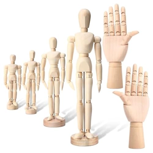 Mannequins d'artiste en bois articulés et modèle de main gauche droite pour dessin