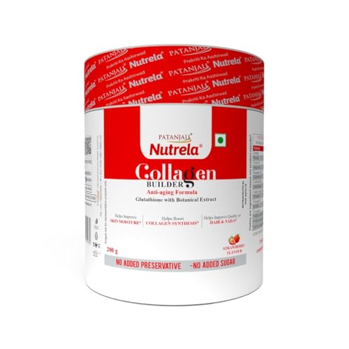 Image of NUTRELA Collagen Builder For Men & Women|Patanjali Collagen Supplement Powder For Healthy Skin, Hair & Nails - 200gm