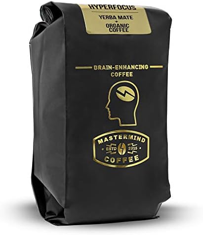 Hyperfocus - Brain Enhancing Nootropic Coffee, Whole Bean 100% Organic-Coffee Blended with Yerba Mate for Drip - Boosts Mental Clarity, Better Memory & All-day Energy (10oz)