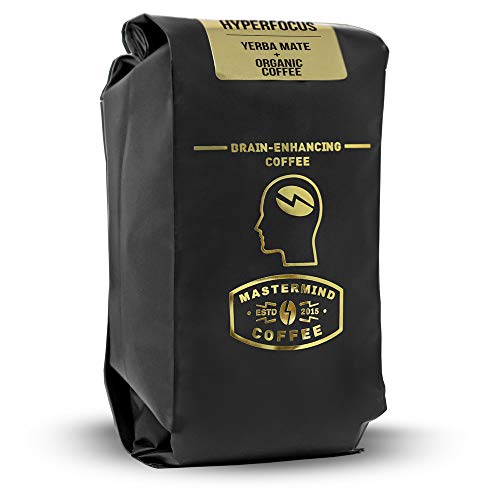Hyperfocus - Brain Enhancing Nootropic Coffee, Whole Bean 100% Organic-Coffee Blended With Yerba Mate For Drip - Boosts Mental Clarity, Better Memory & All-Day Energy (10Oz) #TOP11